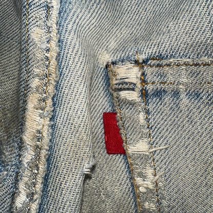 Levis 501 Vintage 80s Redline Selvedge USA XX Jeans Light Wash Thrashed Ac 29x26
