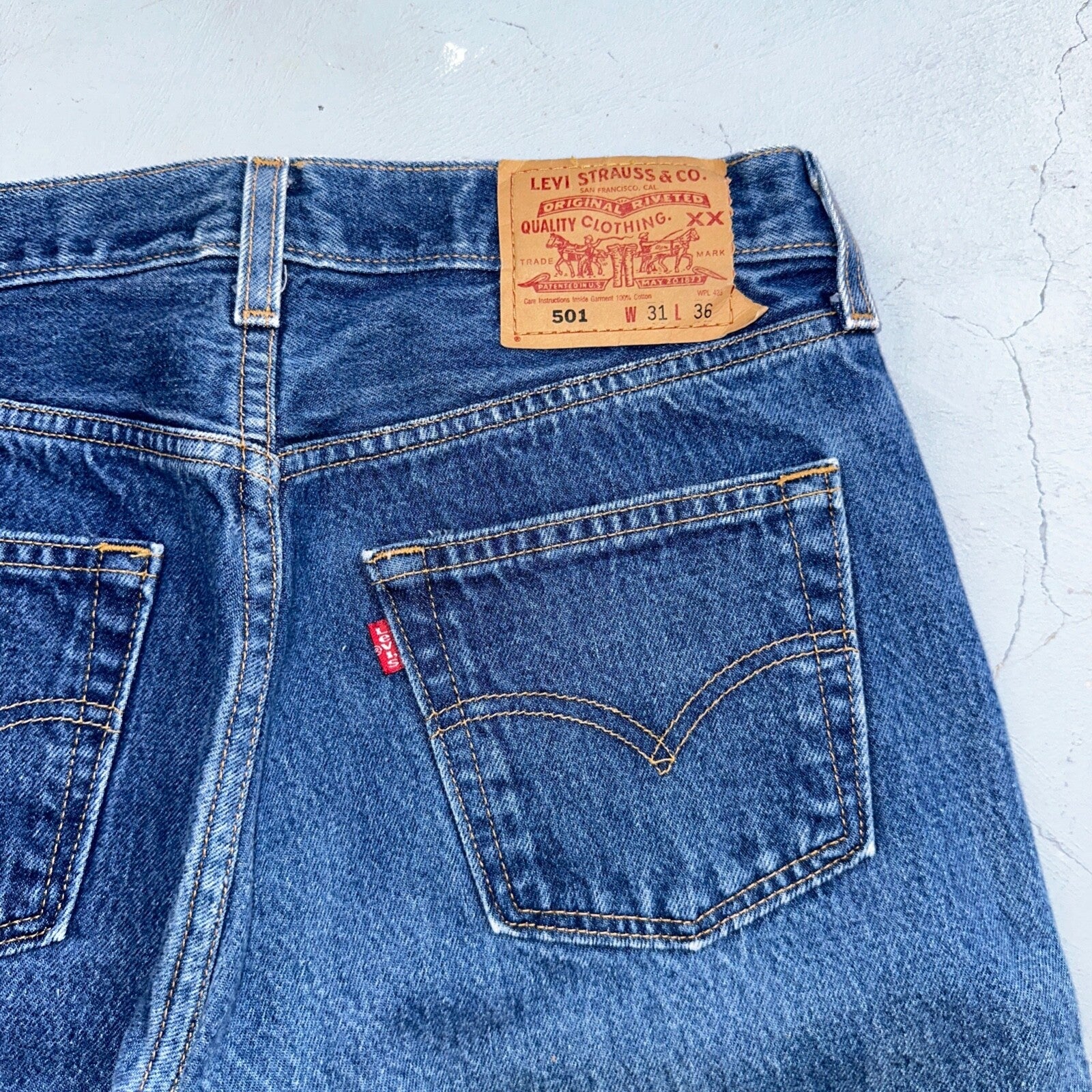 Levis 501 Vintage 90s XX Straight Leg Mexico Jeans 31x36 Dark Wash Act 29x32
