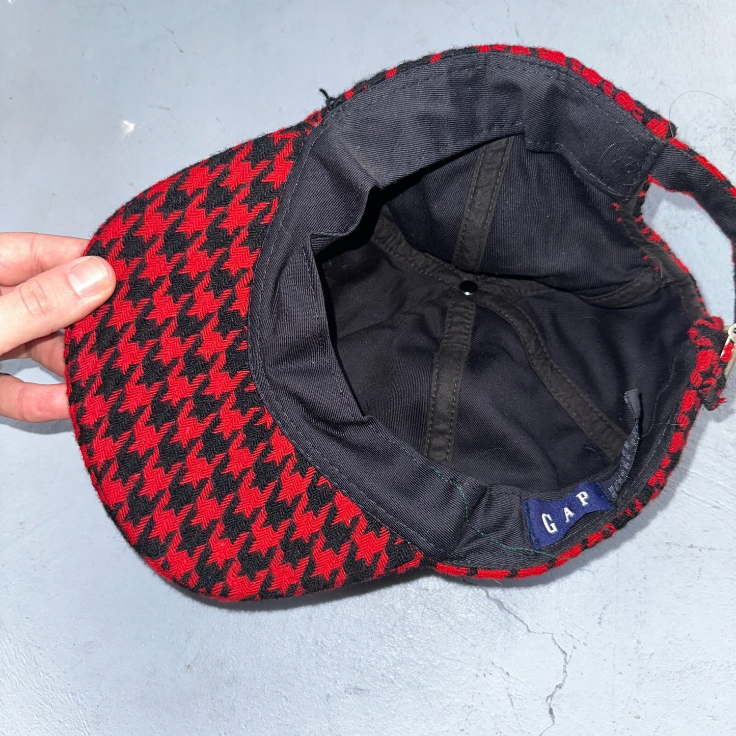 Vintage GAP Wool Hat Cap Adult One Size Adjustable Strapback USA Made 90s Red