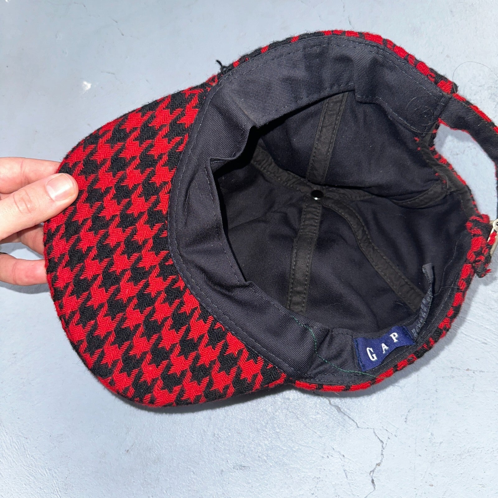 Vintage GAP Wool Hat Cap Adult One Size Adjustable Strapback USA Made 90s Red