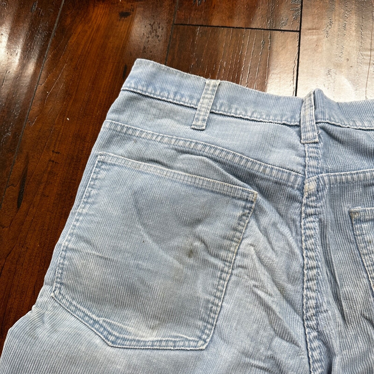 VTG 684 Corduroy Pants Bell Bottom USA 32x27 Boot Cut 1970s 70s Blue Talon