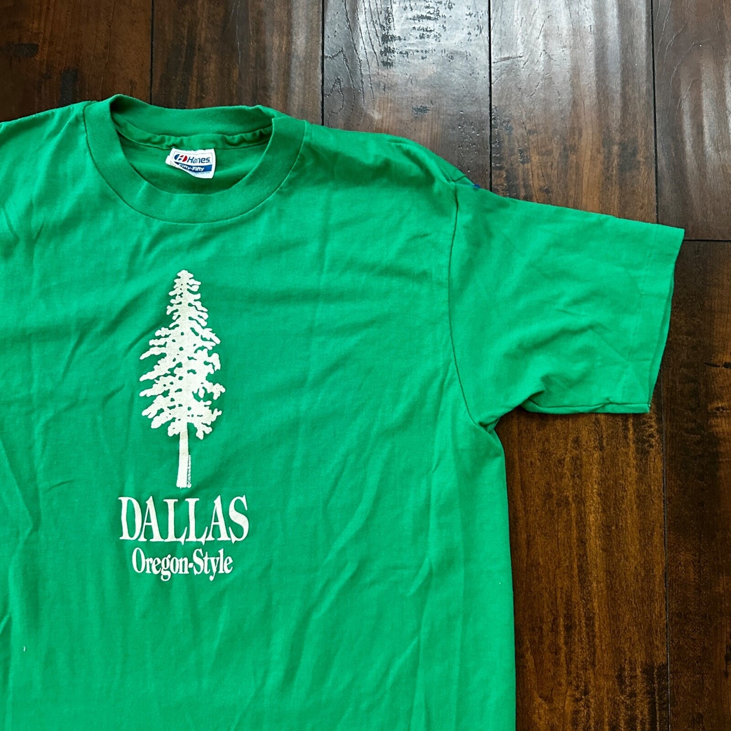 Dallas Oregon Vintage T Shirt Green Lucky Style 80s Hanes USA PDX Portland