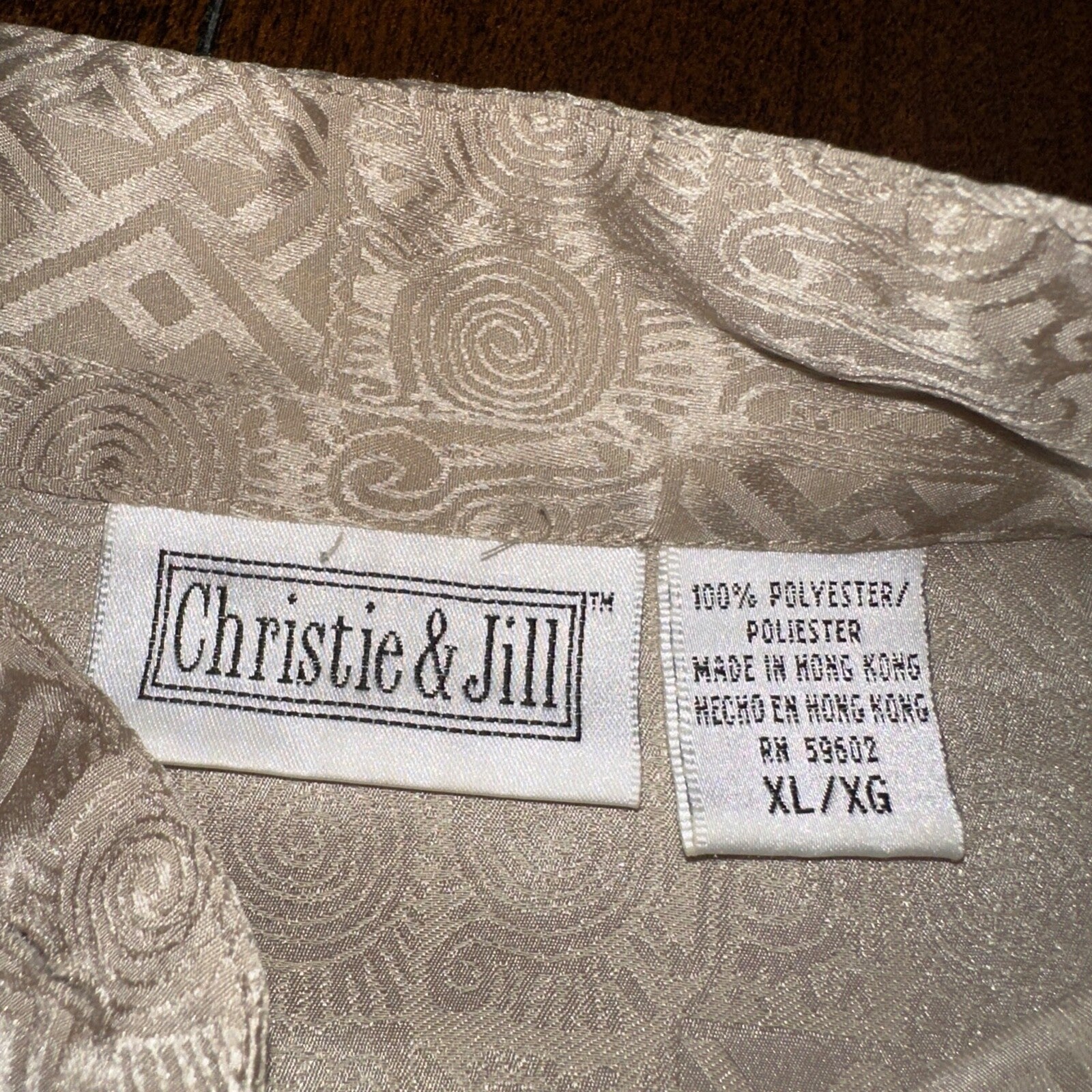 Vintage Christie & Jill Brown Print Button Down Shirt Top Blouse Women Size XL