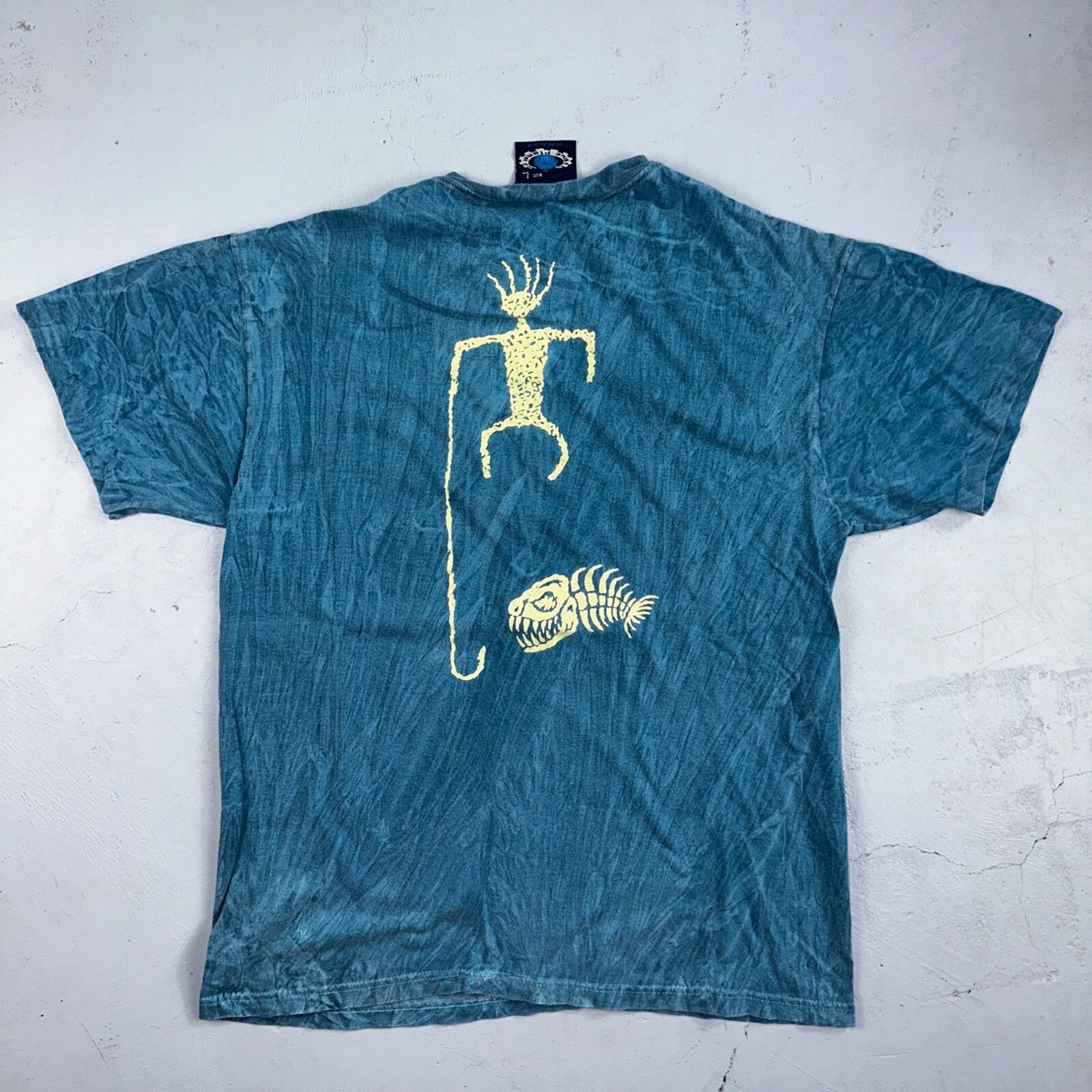Surf Blue Planet Tye Dye 80s USA Hawaii VTG T Shirt Single Stitch Fish Ocean