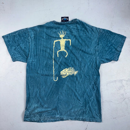 Surf Blue Planet Tye Dye 80s USA Hawaii VTG T Shirt Single Stitch Fish Ocean