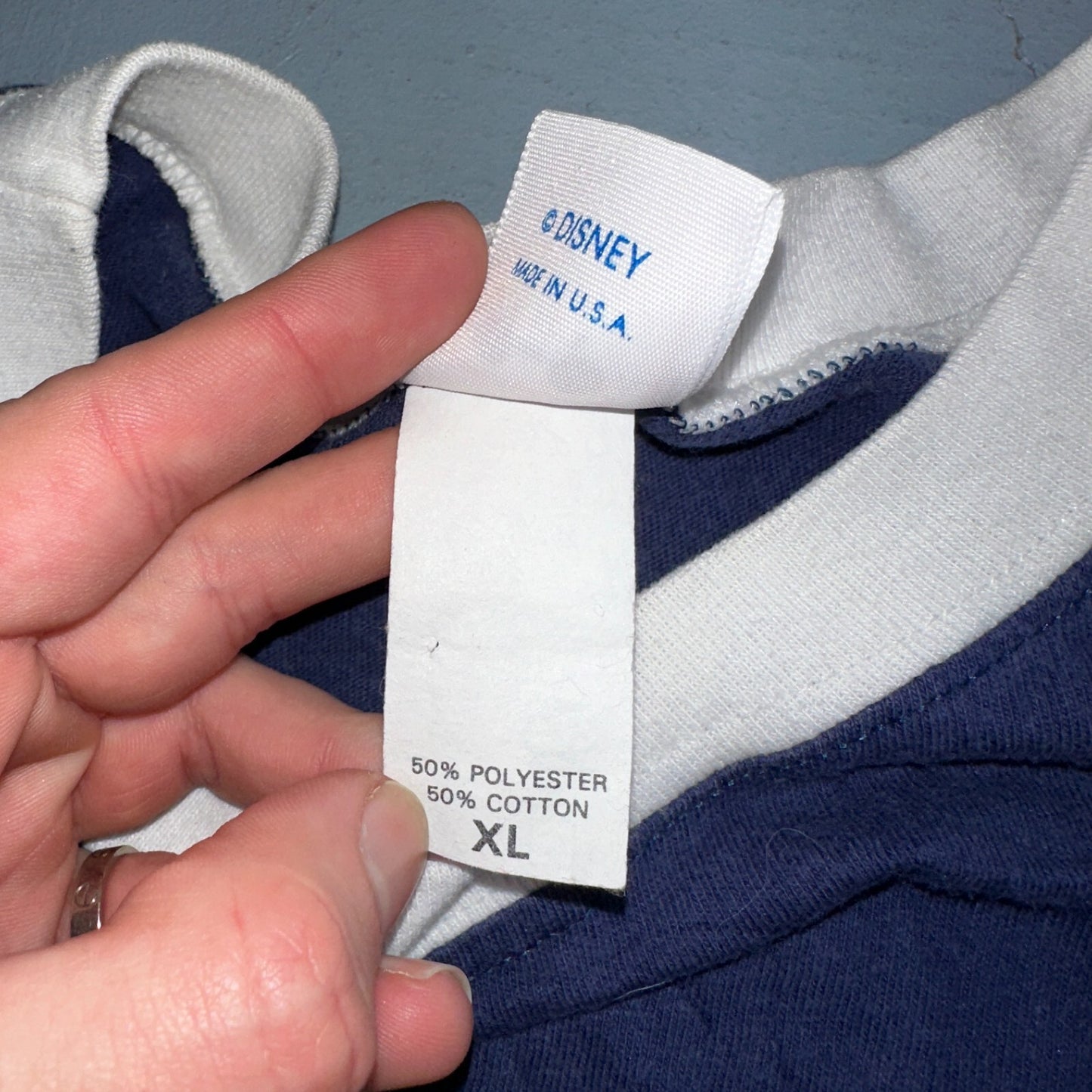 Disney Mickey Mouse Ringer 1980s VTG T Shirt Cute Boxy Crop XL 80s Movie Promo