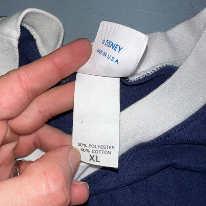 Disney Mickey Mouse Ringer 1980s VTG T Shirt Cute Boxy Crop XL 80s Movie Promo