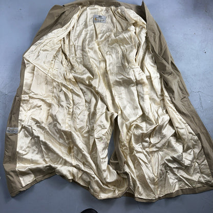 AQUASCUTUM Men's Long Button Up Beige Trench Coat UK 42 Pre-Loved Classic Belted