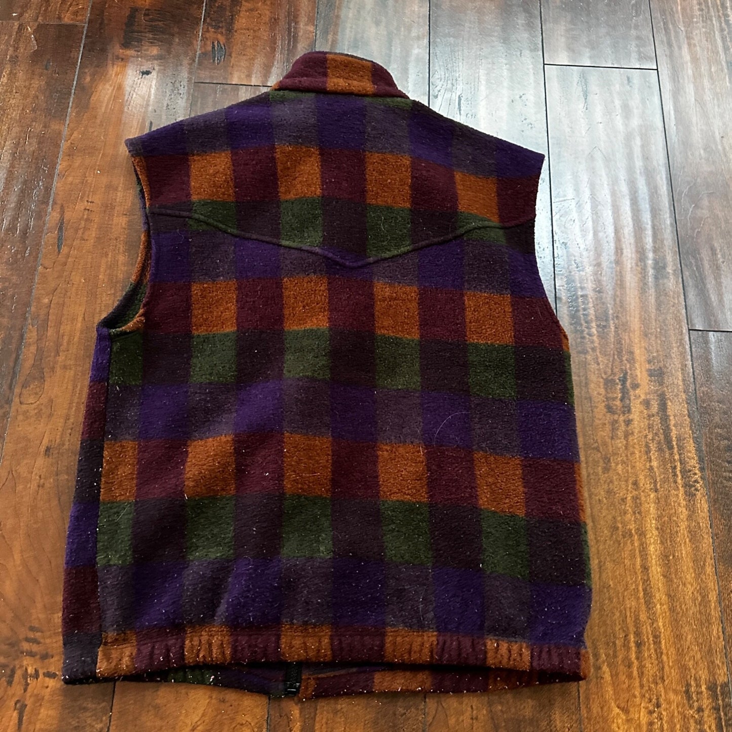 VTG 1990s Kerrits Full Zip Fleece Vest Medium Made in USA Checkerboard Plaid Fal