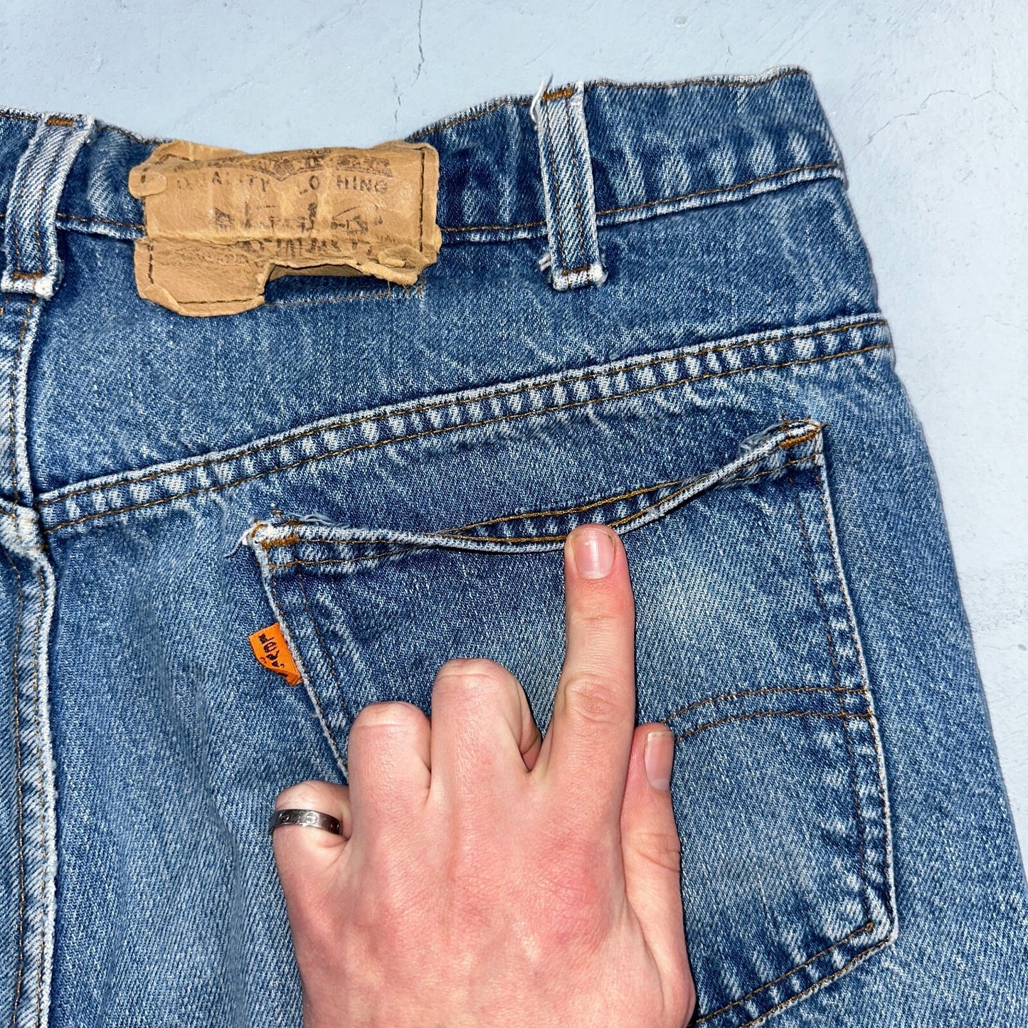 Levis 517 Vintage 80s USA Orange Tab Bootcut Flare Blue Worn Jeans Act 33x29