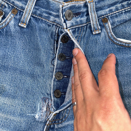 Levis 501 Vintage 80s USA XX Womens Jeans Blue High Rise Tapered 17501 25x27
