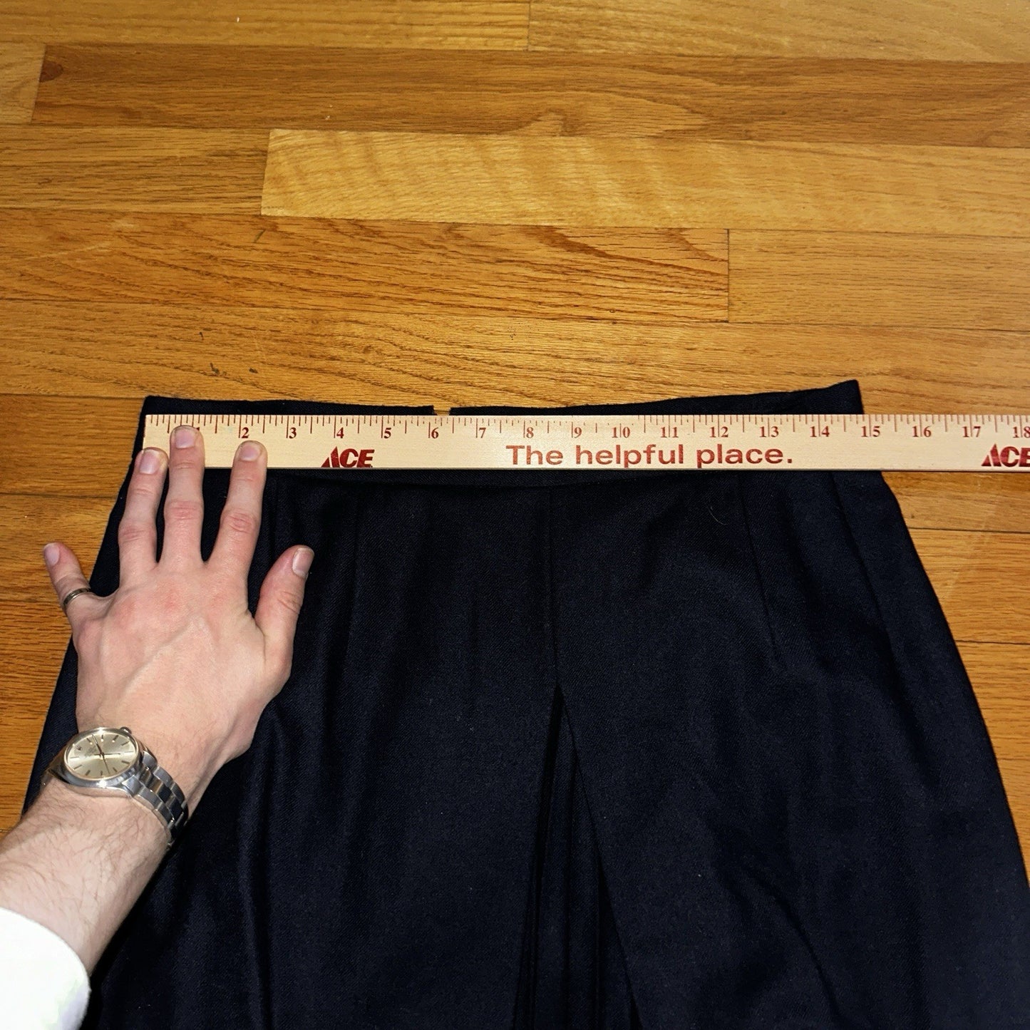 Womens Harve Benard Black Black Wool Lined Flare Skirt w Back Zipper Size 12 VTG