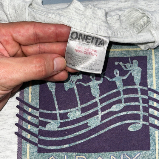 Oneita Albany River Rhythms Music VTG T Shirt Band 90s Single Stitch Gray Jazz