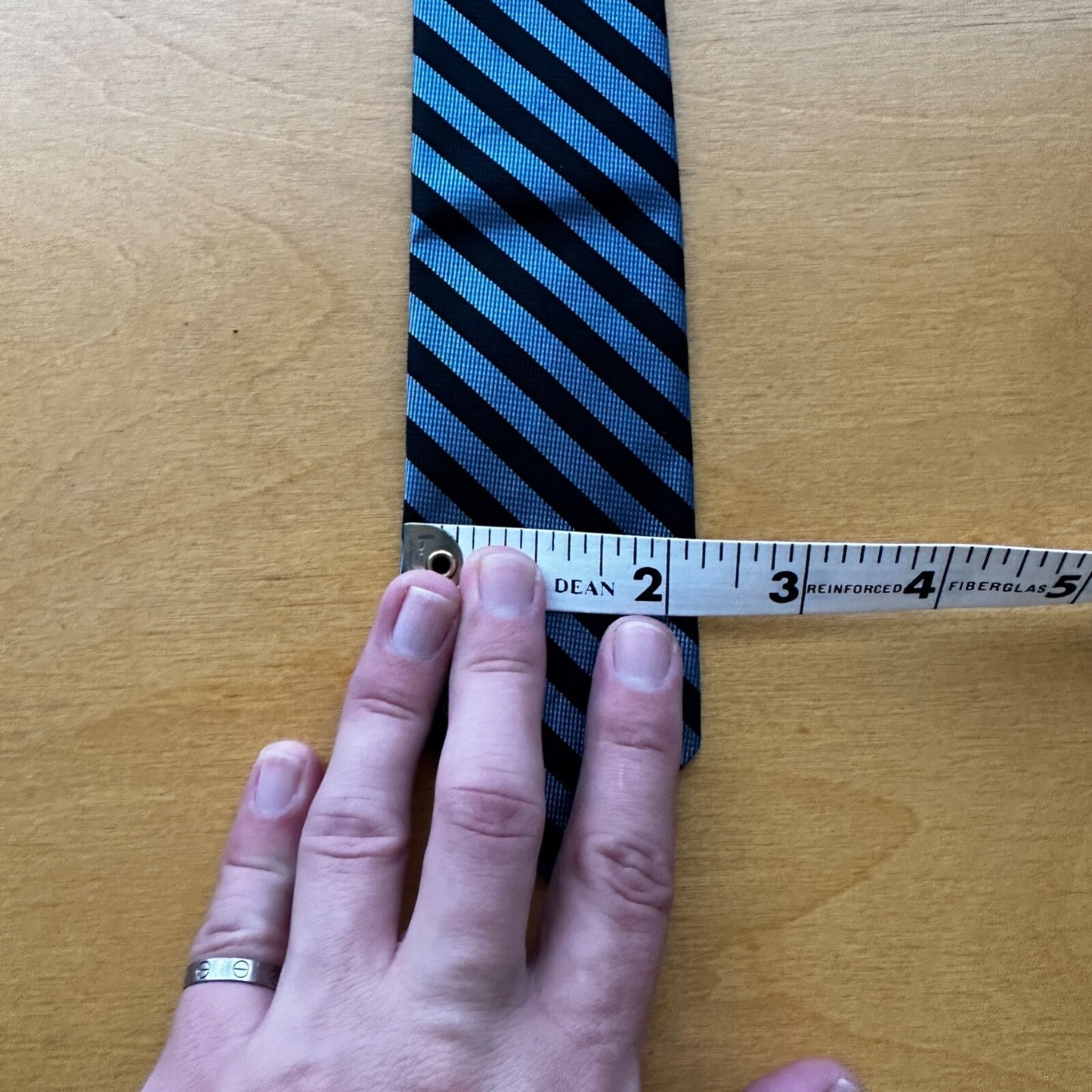 Vintage 1960s Tie Navy Light Blue Stripes 60s Rockabilly Wedding Casual