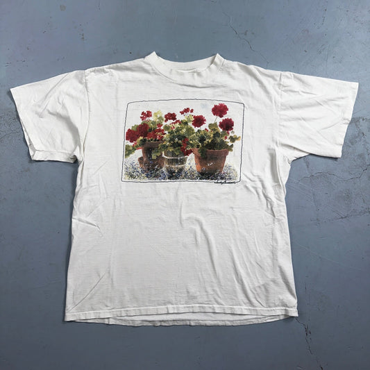 Oneita Flowers VTG T Shirt Art Deco Art Painting Photograph Aesthetic Chill USA