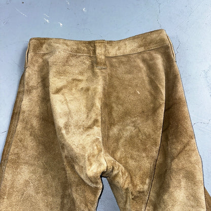 Vintage 1960s Leather Pants 28 Wide Leg Brown Rockabilly 60s Cowboy Suede 27x30