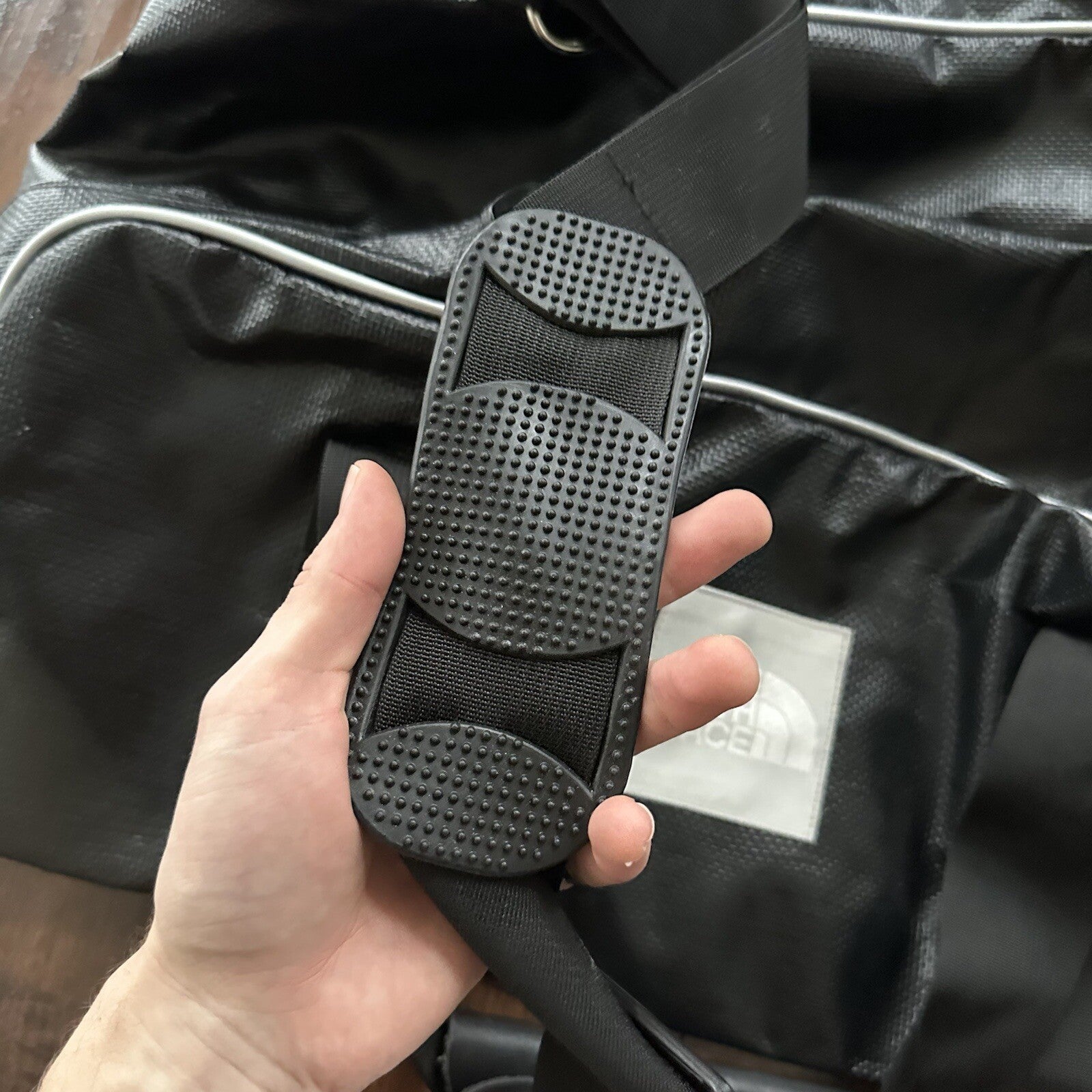 VTG North Face SKI Gear Duffle Gym Bag USA Made Leather Handle Rubber Coated 80s