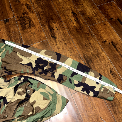 US Military Woodland Camo 90s Field Jacket Coat Cold Weather M X Long 1993 Sum