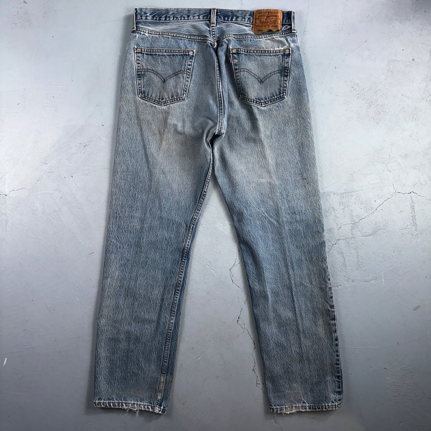 Levis 501 Vintage 90s USA XX Straight Leg Jeans Blue Light Wash 38x36 Act 34x31