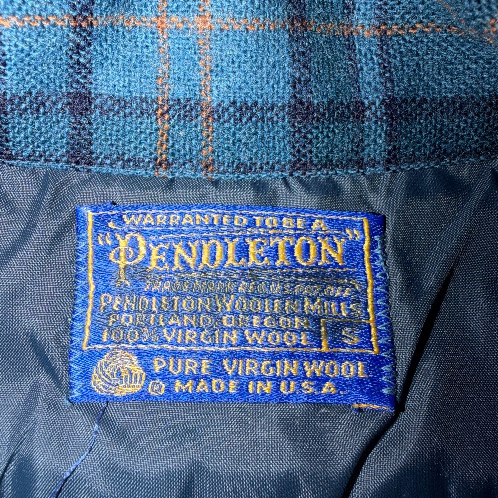 Pendleton Board Shirt Mens S 1960s Plaid Wool Long Sleeve VTG USA Loop Collar