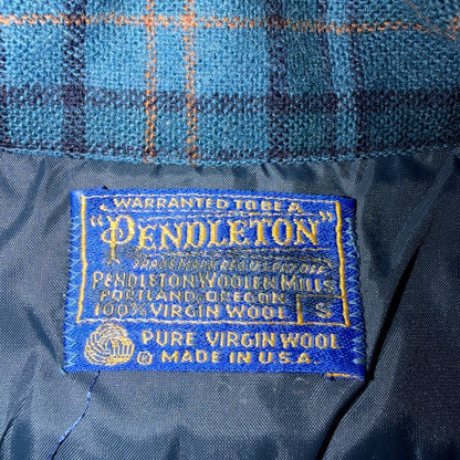 Pendleton Board Shirt Mens S 1960s Plaid Wool Long Sleeve VTG USA Loop Collar