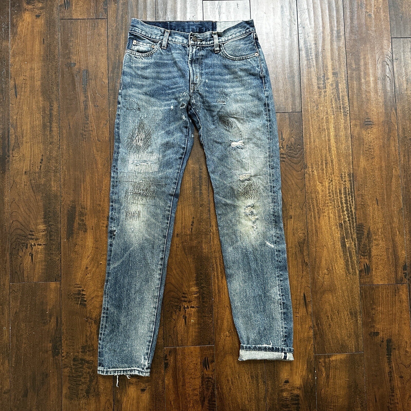 Levis LVC Big E Vintage Redline Selvedge Denim 505 Jeans USA Thrashed 28x34 501