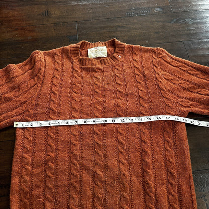 Vintage Jantzen Mens M Crewneck Sweater Orange USA Coogi Style Ugly Knit 60s