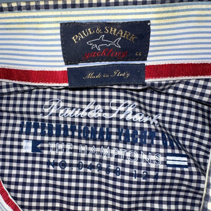 Paul & Shark Yachting Mens 44 Long Sleeve Button Down Shirt Checkered Hamptons