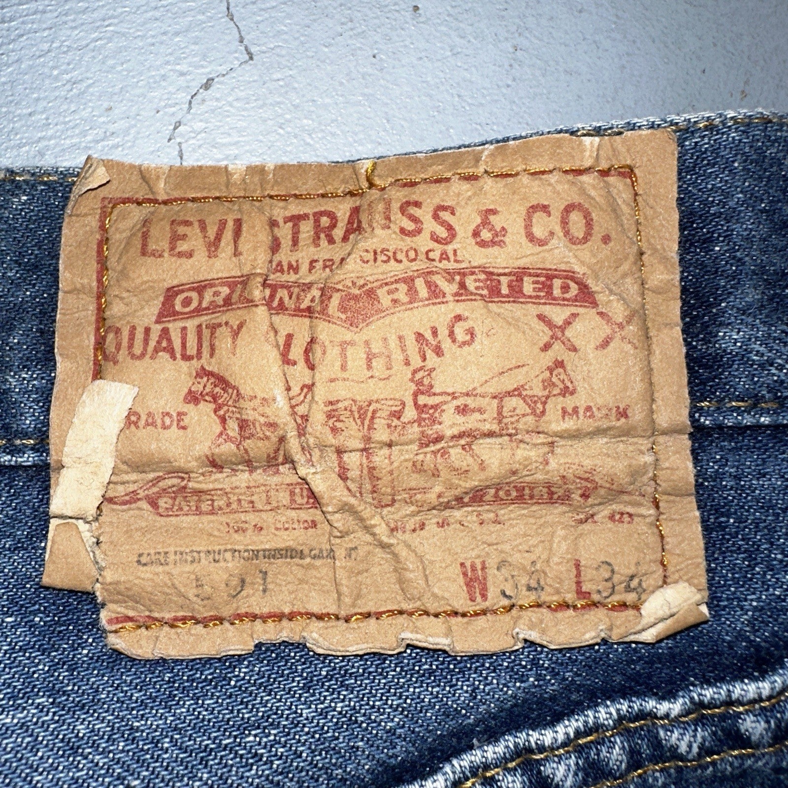 Levis 501 Vintage 80s Redline Selvedge USA XX Jeans Med Wash 34x34 Act 31x31