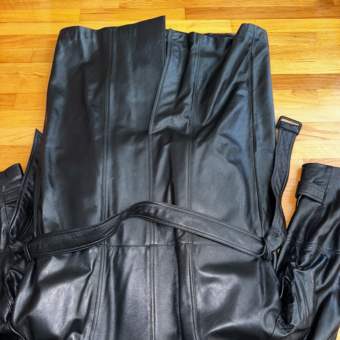 VTG Mens Long Length Vintage Leather Military Duster Custom Made Lined 1980s