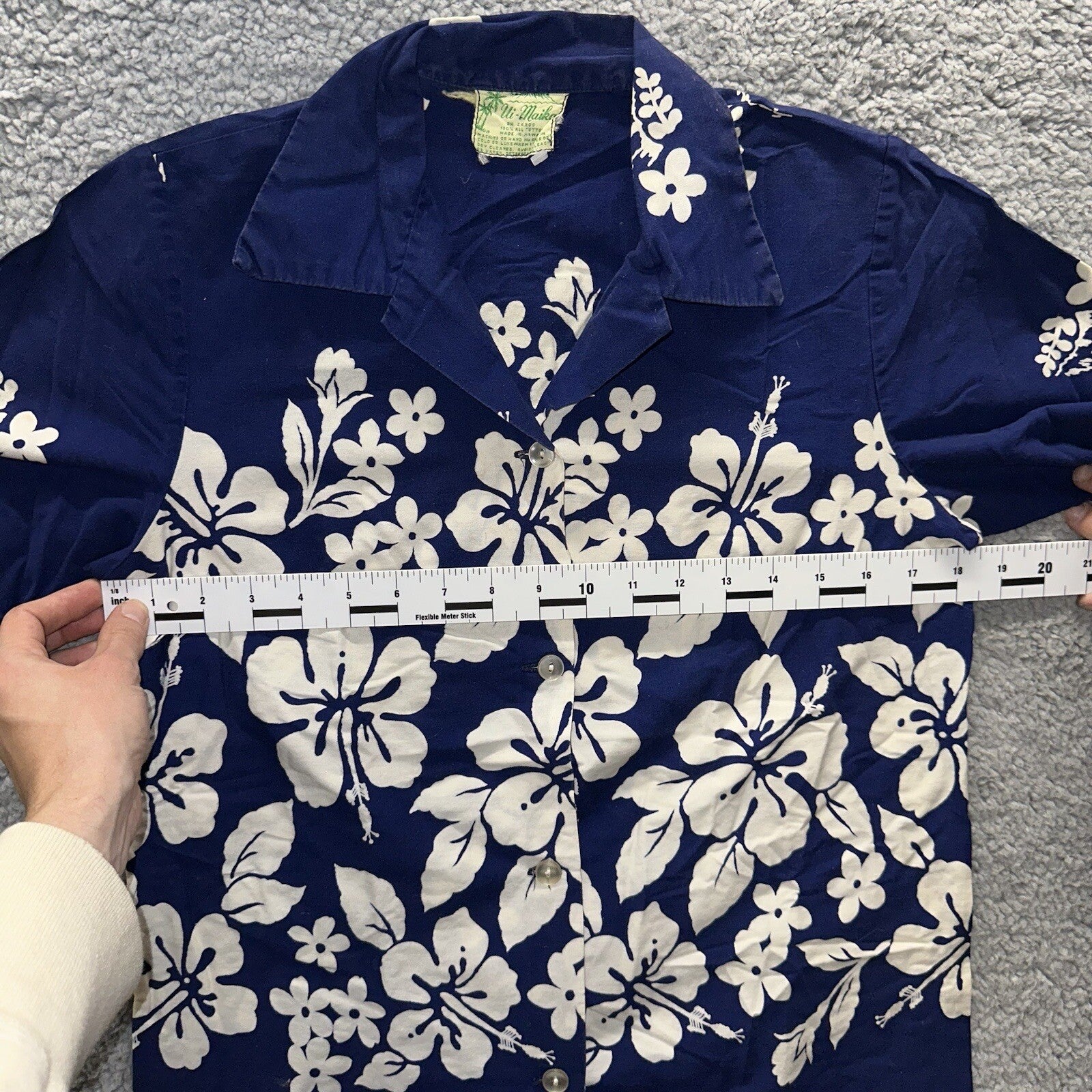 Vintage 50s Hawaiian Aloha Print Shirt Rockabilly Honolulu 60s Button Ui Maikai