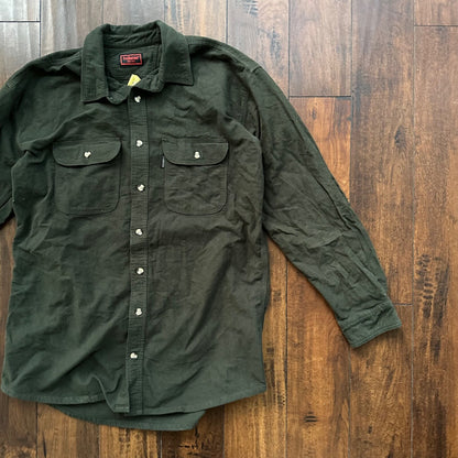Five Brother Tallman Heavy Flannel Chamois Hunting Shirt Green Olive XL Tall VTG