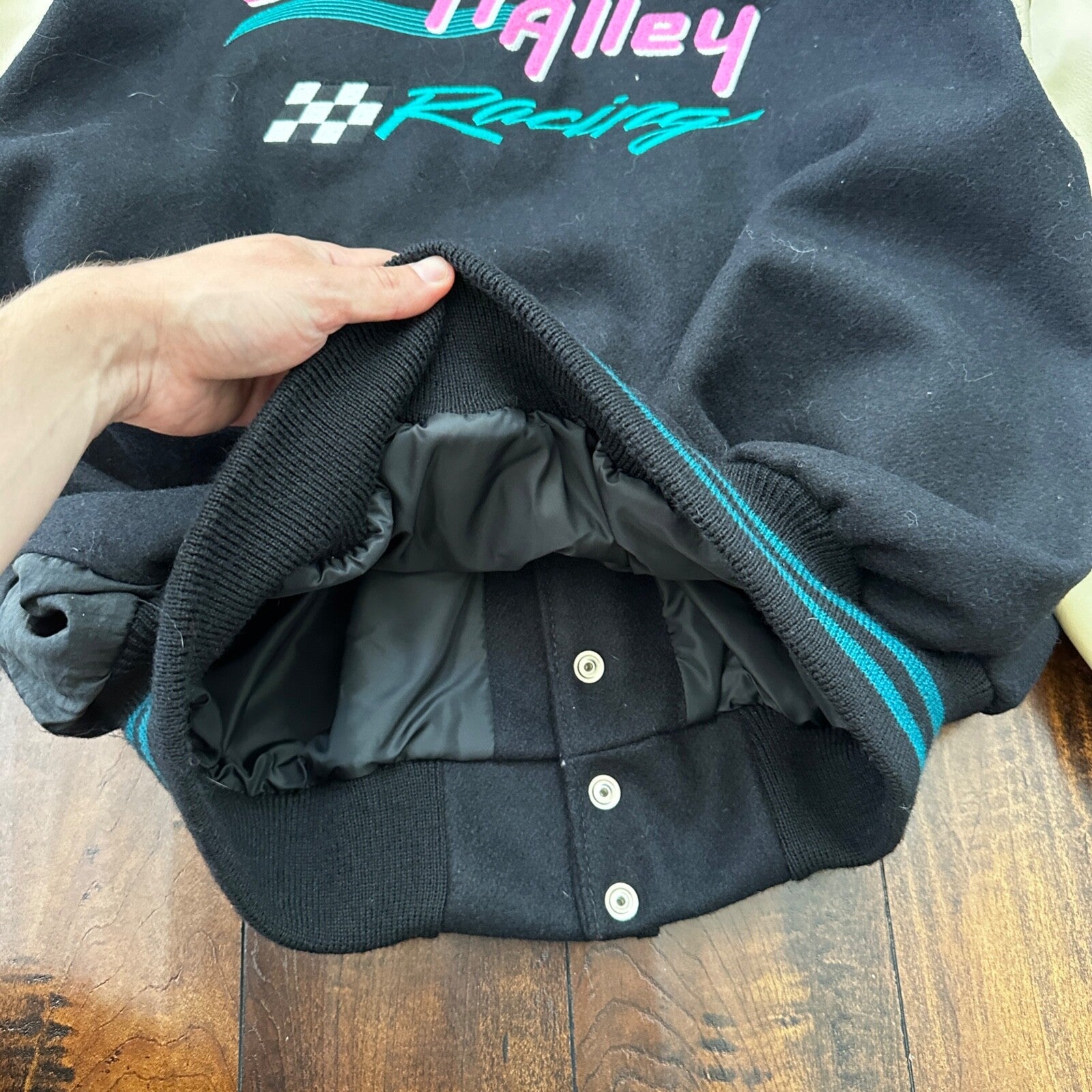 VTG Graffiti Alley Varsity Leather Letterman 70s Jacket 48 Portland Cars Racing