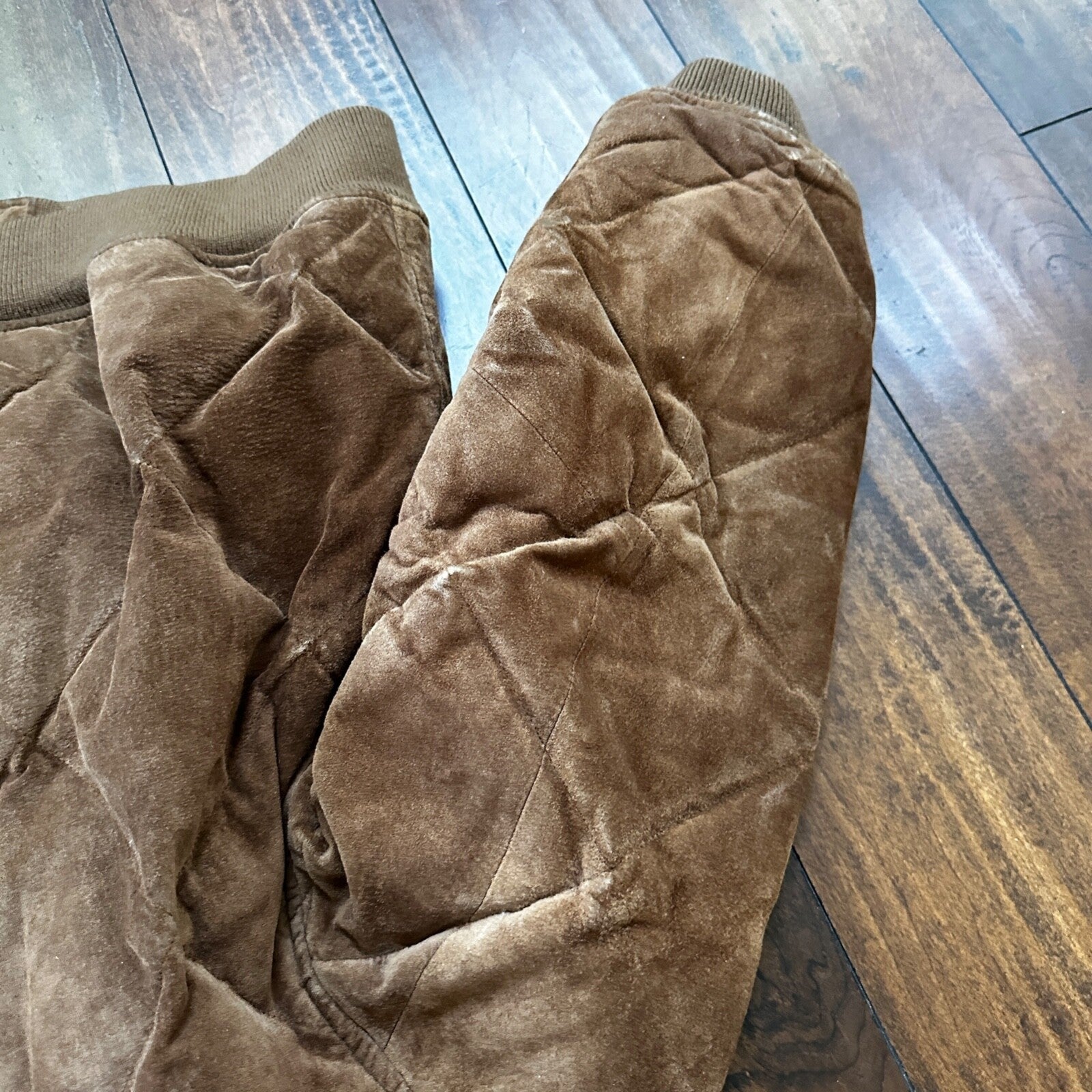 VTG 90s Eddie Bauer Jacket Brown Genuine Suede Leather Goose Down Bomber RARE