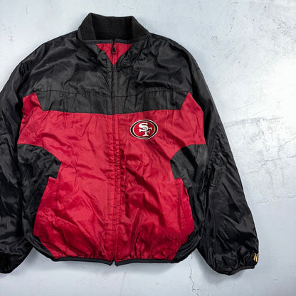 NFL SF San Francisco 49ers Fleece VTG Reversible Red & Black Jacket Size M