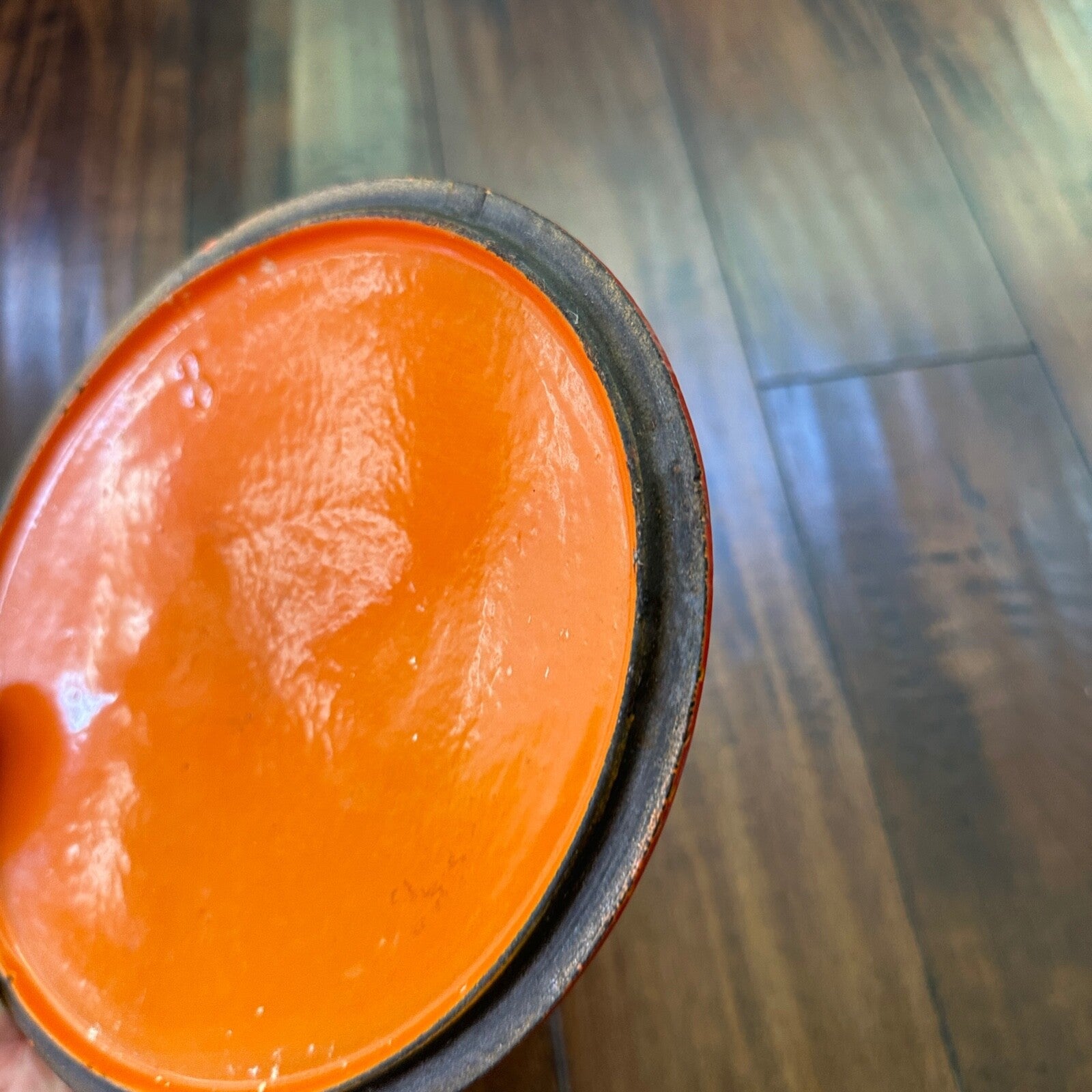 Le Creuset #B Oval Dutch Oven Lid Only France Enamel Pot Orange Flame VTG 1960s