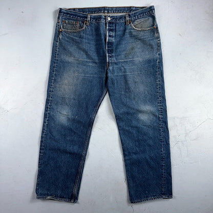 Levis 501 Vintage 90s USA XX Straight Leg Jeans Blue Med Wash 44x32 Act 40x28