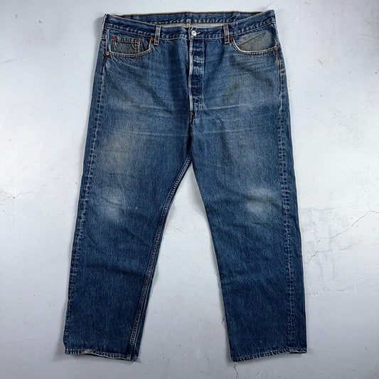 Levis 501 Vintage 90s USA XX Straight Leg Jeans Blue Med Wash 44x32 Act 40x28