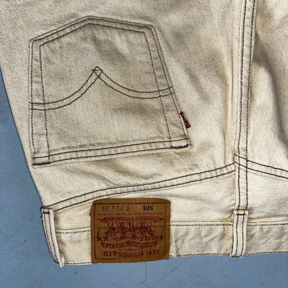Levis 501 Vintage 90s USA XX Straight Leg Jeans Beige Light Wash 30x34 Act 29x29
