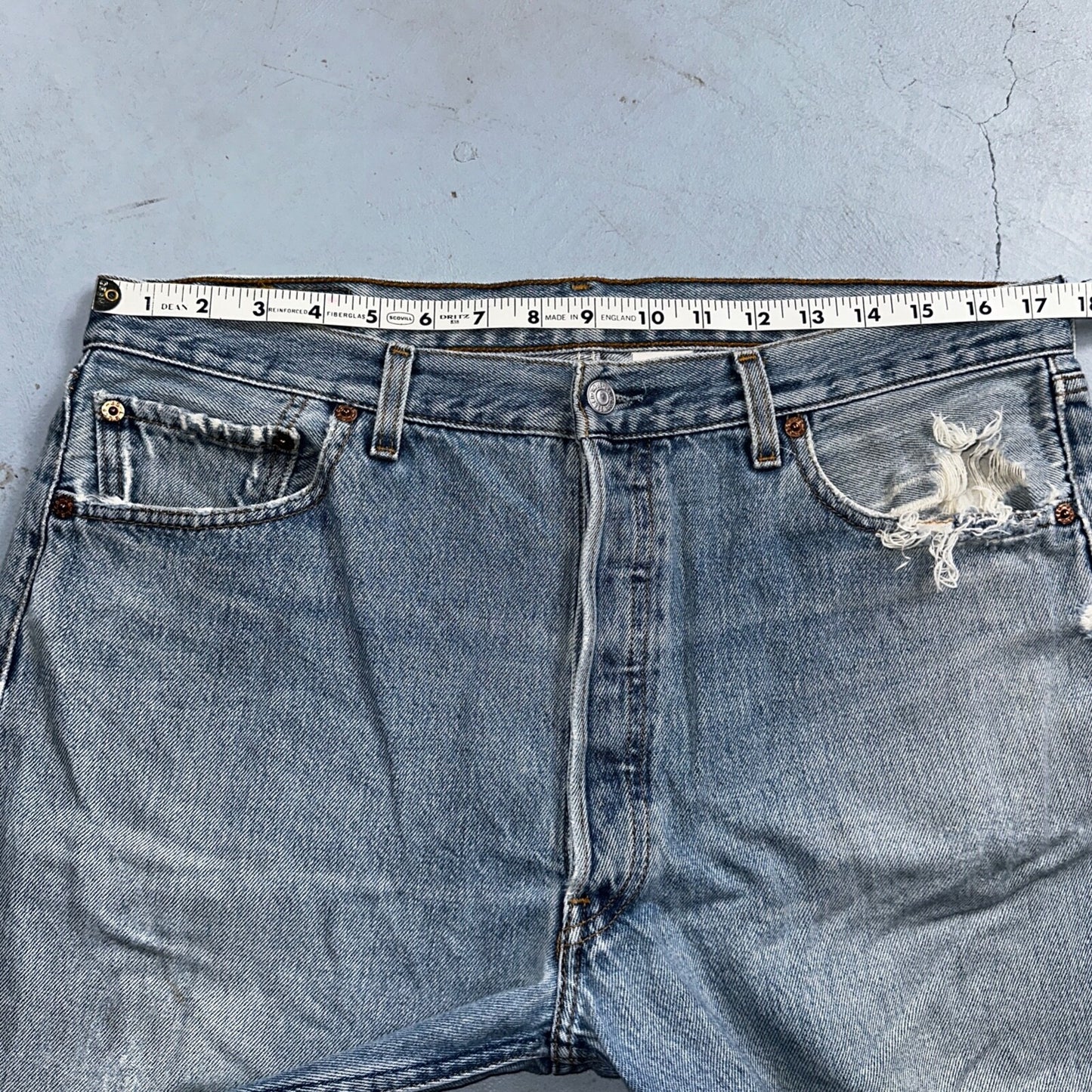 Levis 501 Vintage 90s XX Straight Leg Mexico Jeans 36x29 Light Wash Act 35x28