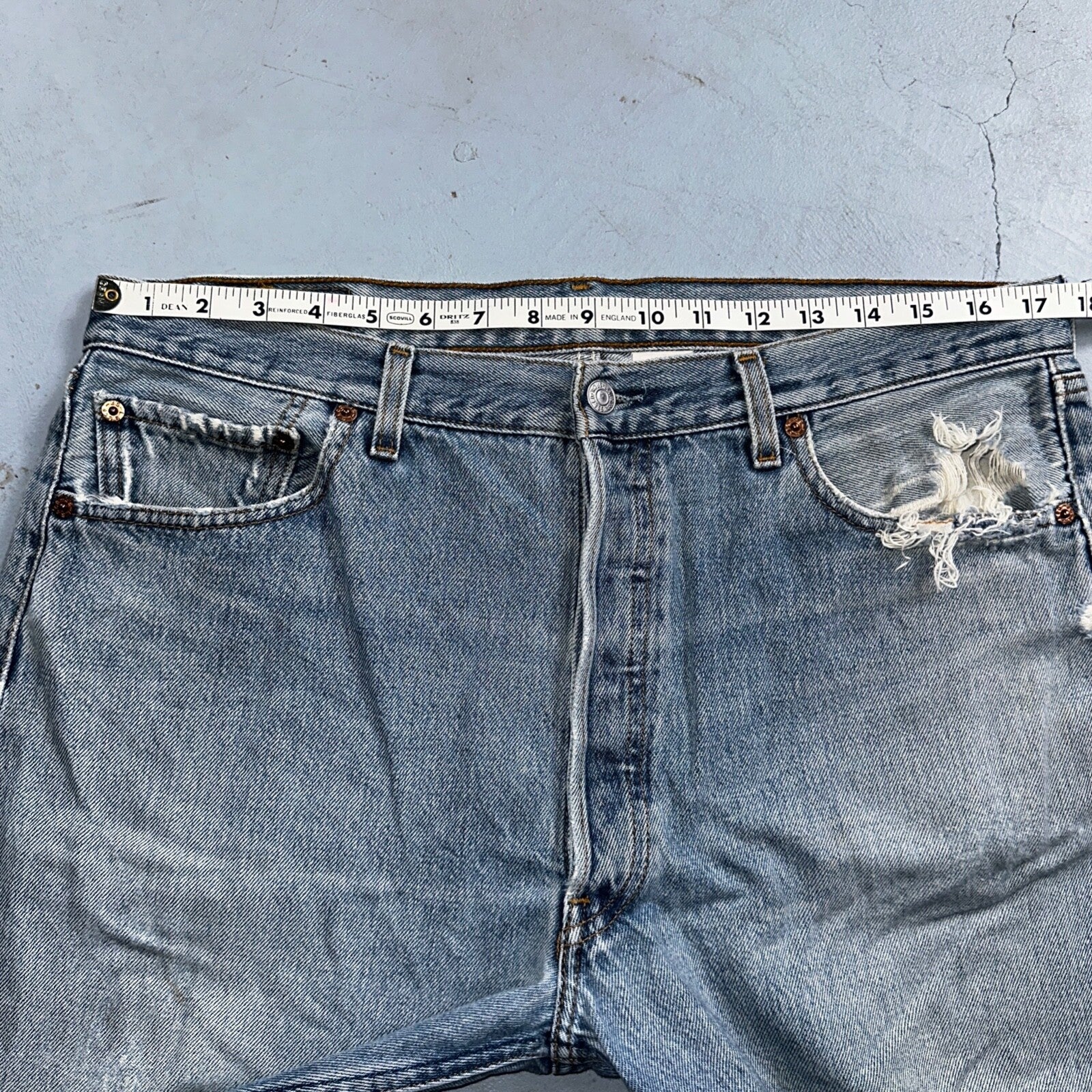 Levis 501 Vintage 90s XX Straight Leg Mexico Jeans 36x29 Light Wash Act 35x28