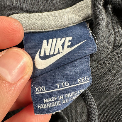 Nike Hoodie Men 2XL Black Swoosh Hooded Pullover Tonal Basic Fleece