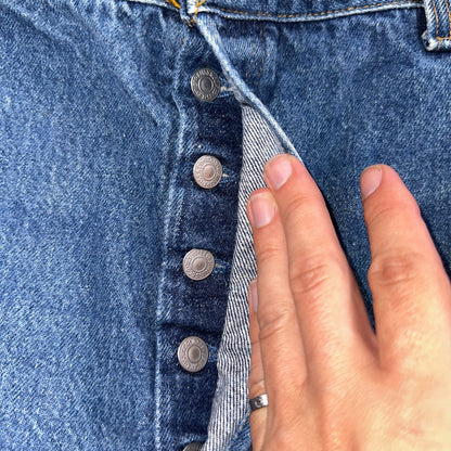 Levis 501 Vintage 90s USA XX Straight Leg Jeans Blue Med Wash 44x32 Act 40x28