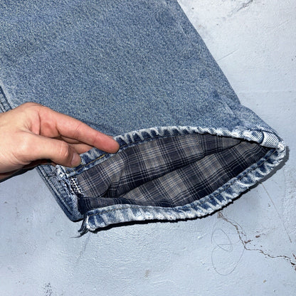 Carhartt Jeans Mens 38x32 Blue Denim Flannel Lined Relaxed Fit Chore Workwear