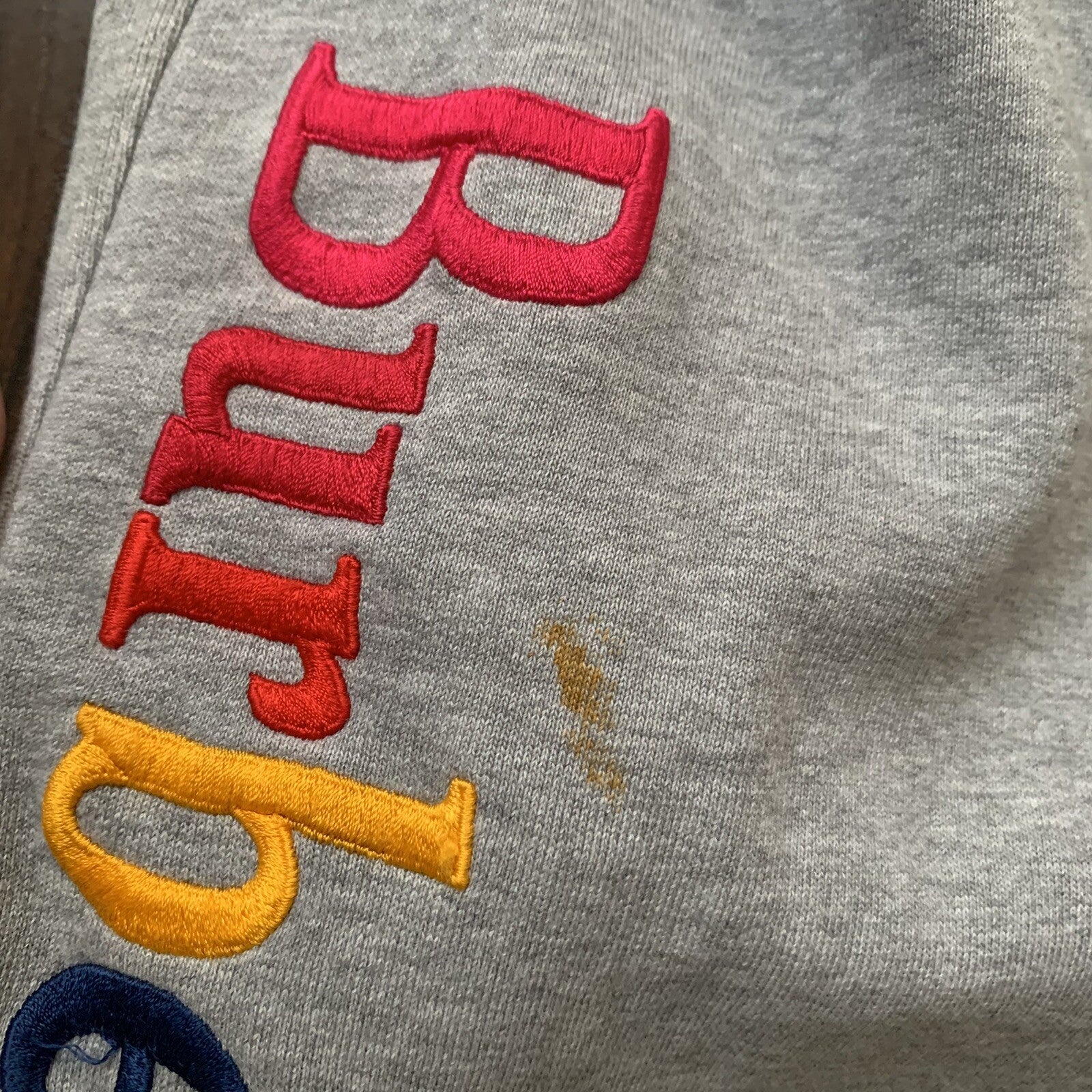 Burberry Rainbow Embroidered Logo Cotton Sweatpants Gray Medium 100% Authentic