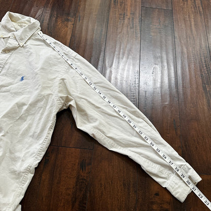 Polo Ralph Lauren Beige Button Down Work Shirt Dress Vtg Up Y2K 90s Western