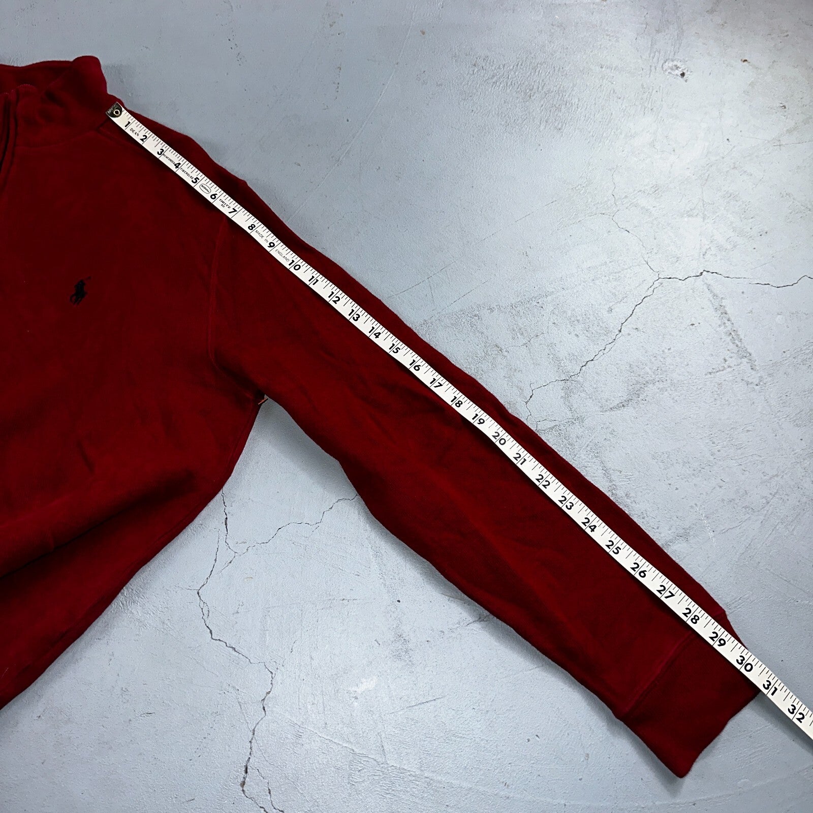 Polo Ralph Lauren Sweater VTG M Red Cotton Long Sleeve Mock Neck Quarter Zip