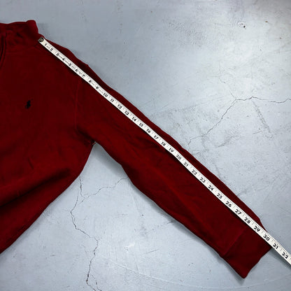Polo Ralph Lauren Sweater VTG M Red Cotton Long Sleeve Mock Neck Quarter Zip