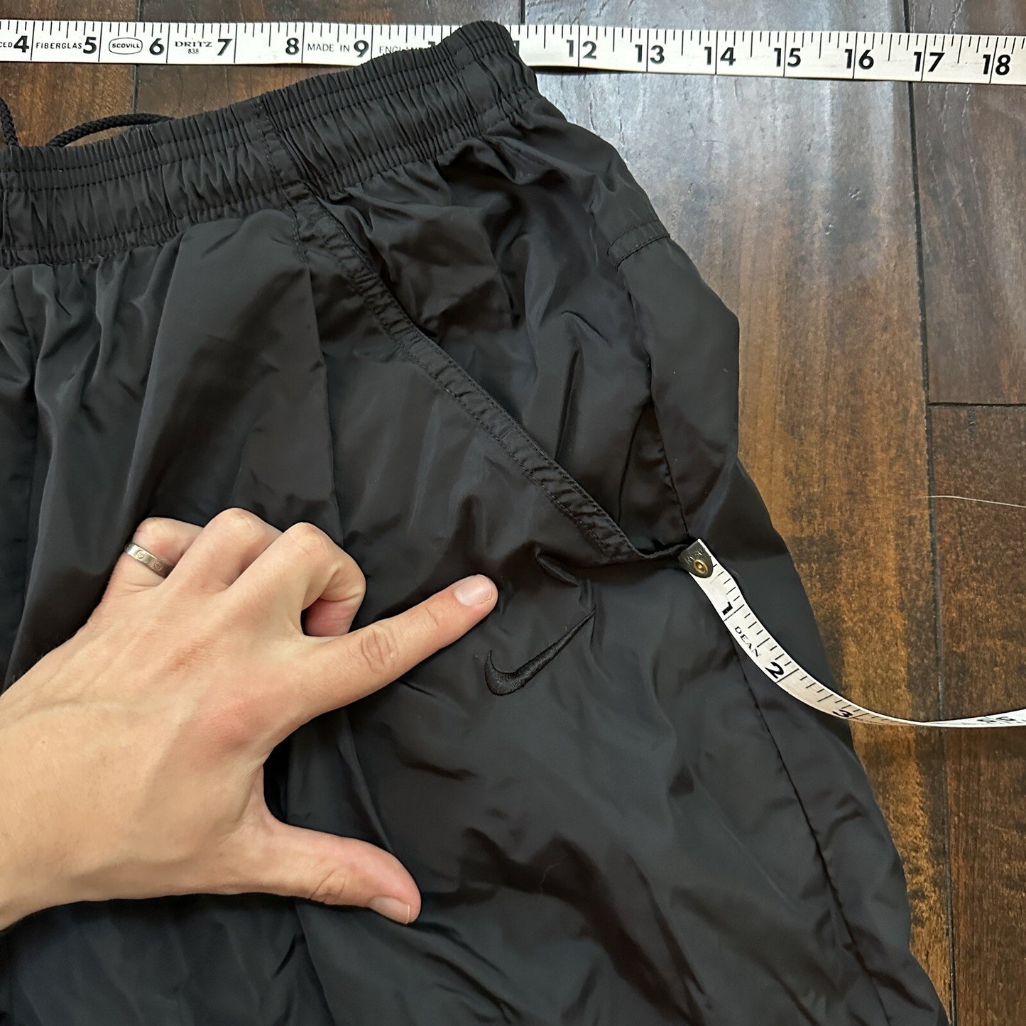 Nike VTG 90s Grey Tag Windpants Track Pants Ankle Zip Unlined Black M 1990s