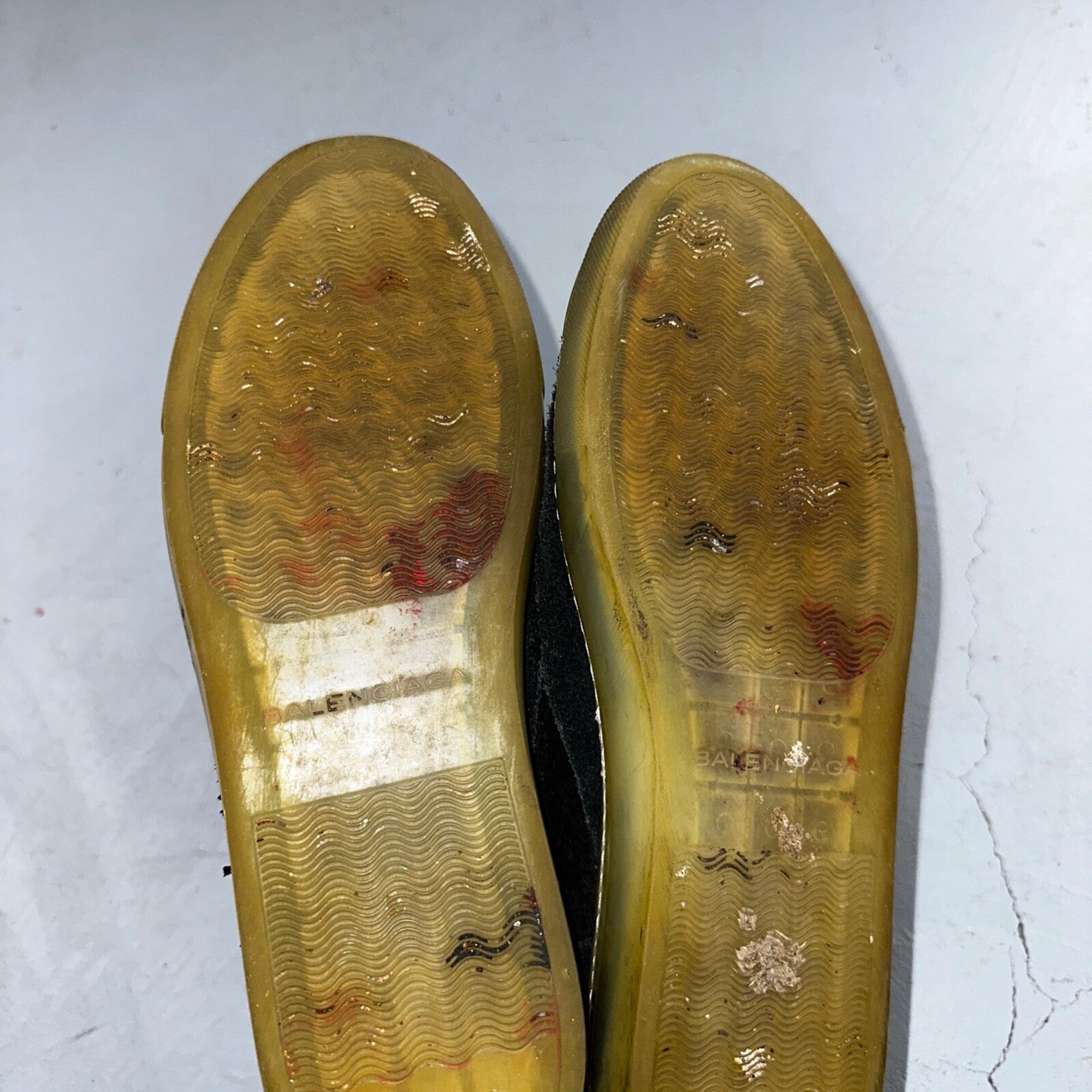 Balenciaga Paris Black Distressed Leather And Suede Sneaker Trainer Mens Size 42